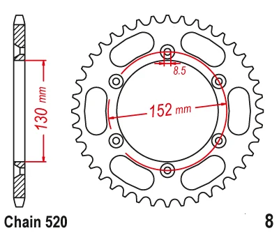 520 Chain 51T  Motorcycle Rear Sprocket For BMW G450 X Street Legal K16 2009