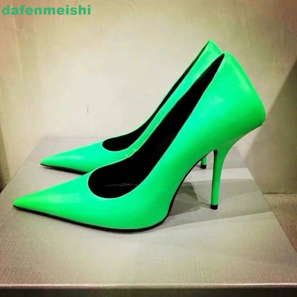 Green/white Pointed Toe Women Pumps Slip On Shallow Thin High Heel 6Cm/8Cm Sexy Fashion Pumps 2025 New Green Sexy Women's Shoes