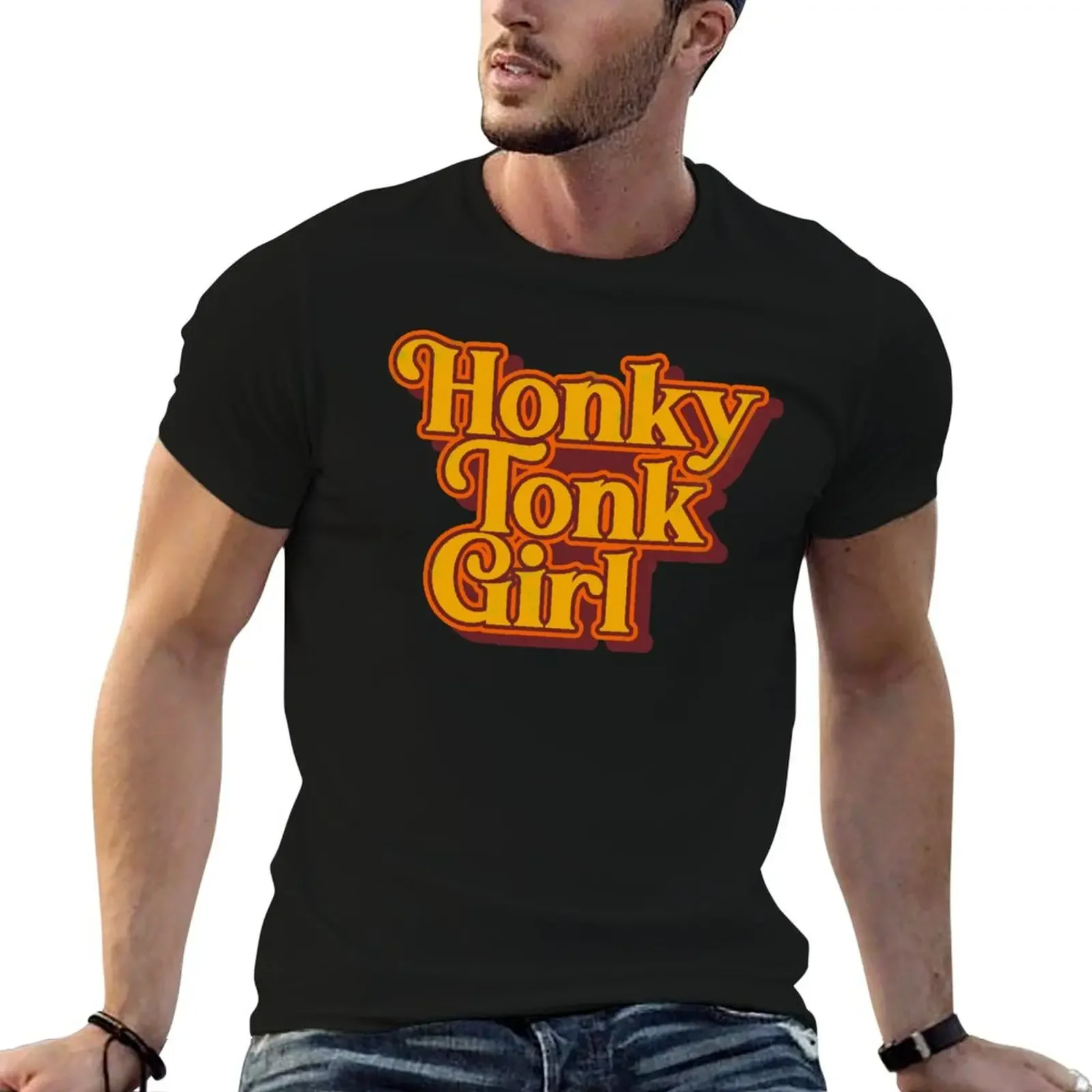 Honky Tonk Girl ))(( Retro Classic Country Music Design T-Shirt custom shirt tops shirts graphic tee mens champion t shirts