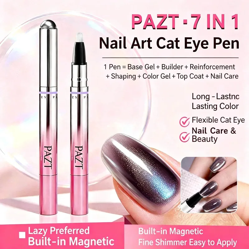 7-in-1 Multifunktionaler Katzenaugen-Nagelkunststift Magnetischer Gel-Nagellack mit Magnetperlen Nageldesign Anfängerwerkzeuge Tragbare Maniküre – Detail 4