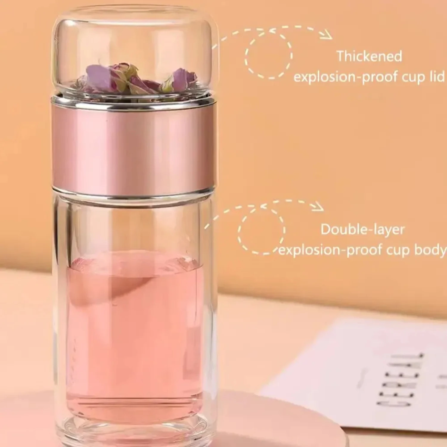 350 مل/500 مل، Parede Dupla، Infusor De Chá، Resistente Ao Calor، Copo De Água، Garrafa De Filtro، Aparelho Para Bebidas De #2