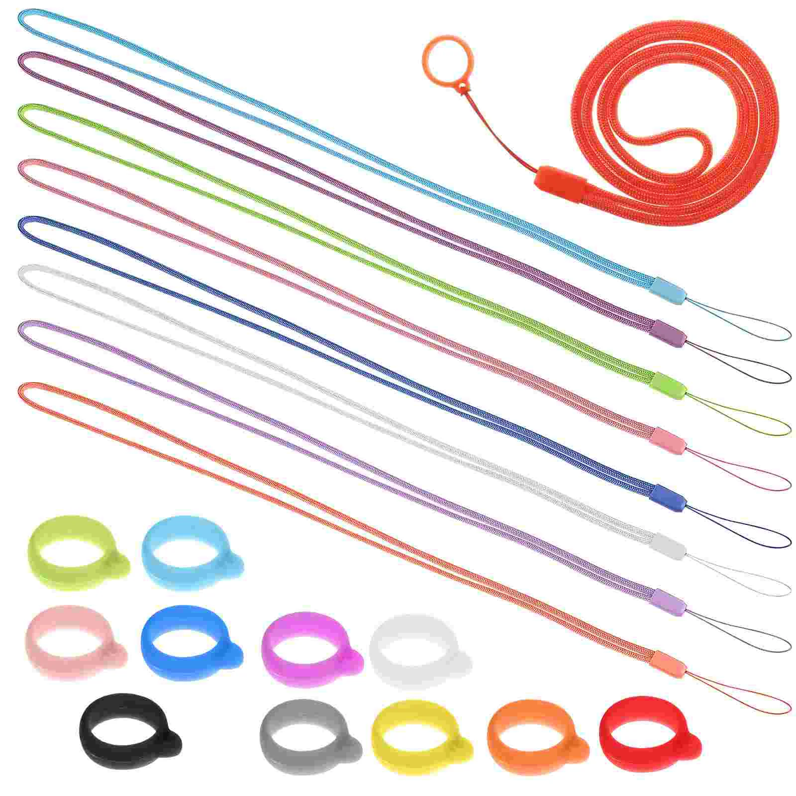 8 Pcs Key Shackle Lanyard Set with Ring Pen Leash Neck Strap Lanyards Anti-lost Silicone Rings Holder Holders Miss