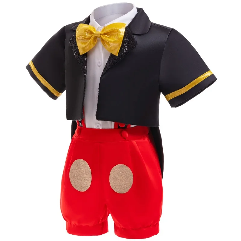 Boys Clothes Set Cosplay Costumes 6PCS Top+Coat+Suspender Shorts+Headband Sets For Boys Cartoon Movies Christmas Party Halloween