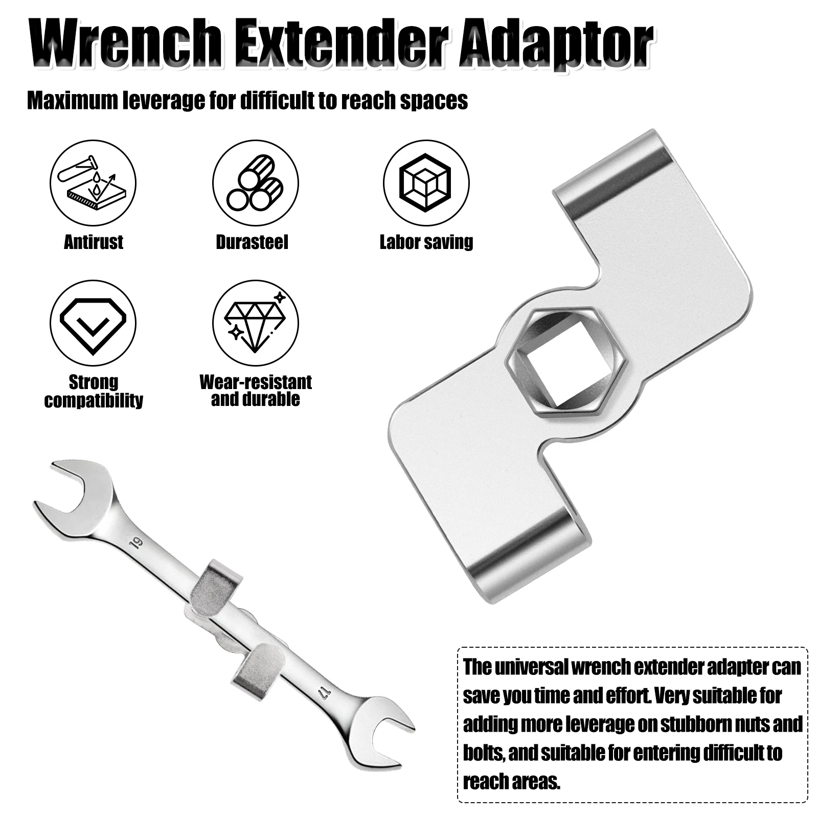 Wrench Extender Adapter Wrench Extender Tool Bar Set Universal 1/2inch Drive Breaker Bar Extender Wrench Extension Hand Tool