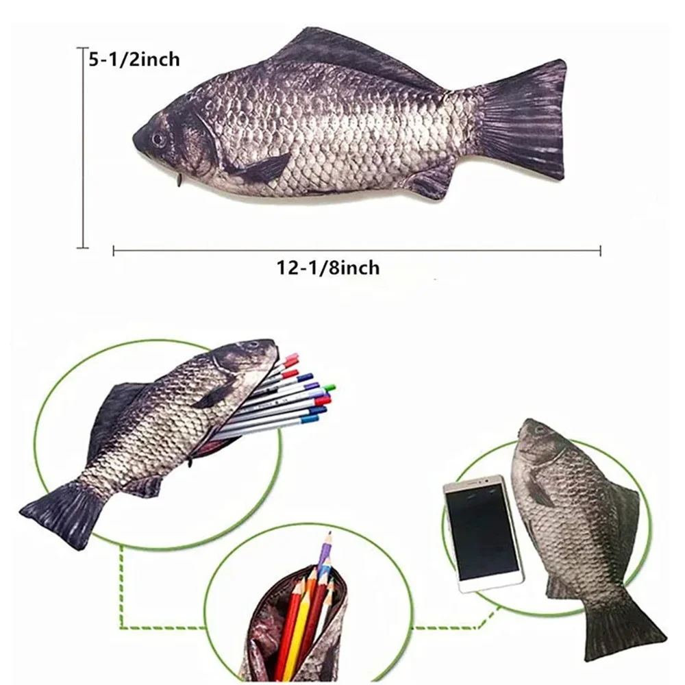 물고기 모양 노벨티 물고기 펜 가방, 동전 지갑, 재미있는 연필 케이스, 사무용품 선물