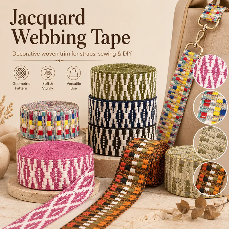 2/5/10 Yards 38mm Jacquard-Gurtband aus Nylon, dekoratives Band für Taschengriffe, Schultergurte, Kleidung, Nähzubehör, DIY