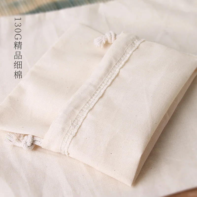 5pcs High Quality Natural Cotton Bags Linen Storage Drawstring Bags Christmas Gift Package Small Pouch Home Organize Sacks Bags