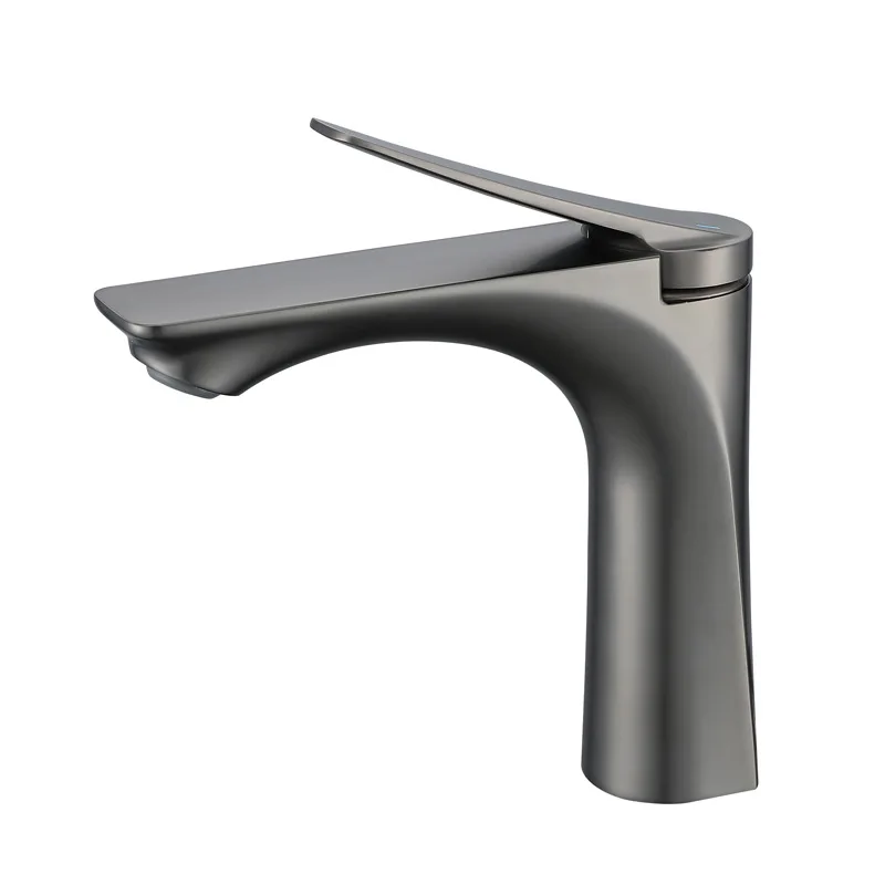 

Grey Brass Bathroom Basin Faucet Deck Installation Single Handle Cold And Hot Mixed Water Washbasin Tap Chrome/White