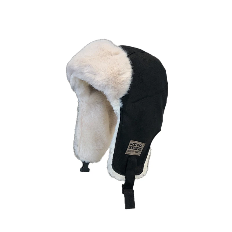 قبعة منفوخة من جلد الغزال الرجعية لخريف وشتاء قبعات Lei Feng الدافئة للرجال والنساء مع قبعات ركوب حماية الأذن المخملية #2