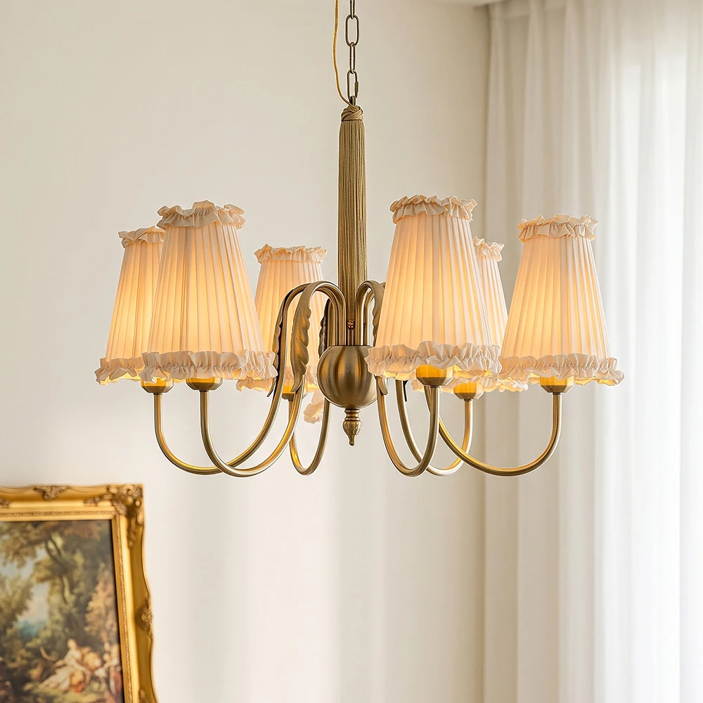 Home Textiles France - Retro French Iron Chandelier with Fabric