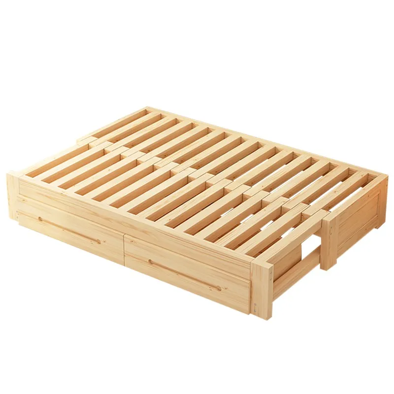 Klappbares Schlafsofa aus Massivholz, umwandelbares Sofa, Einzelbett mit Ausziehfunktion, Teleskopbett für kleine Wohnzimmer, Tatami-Nutzung im Zuhause.