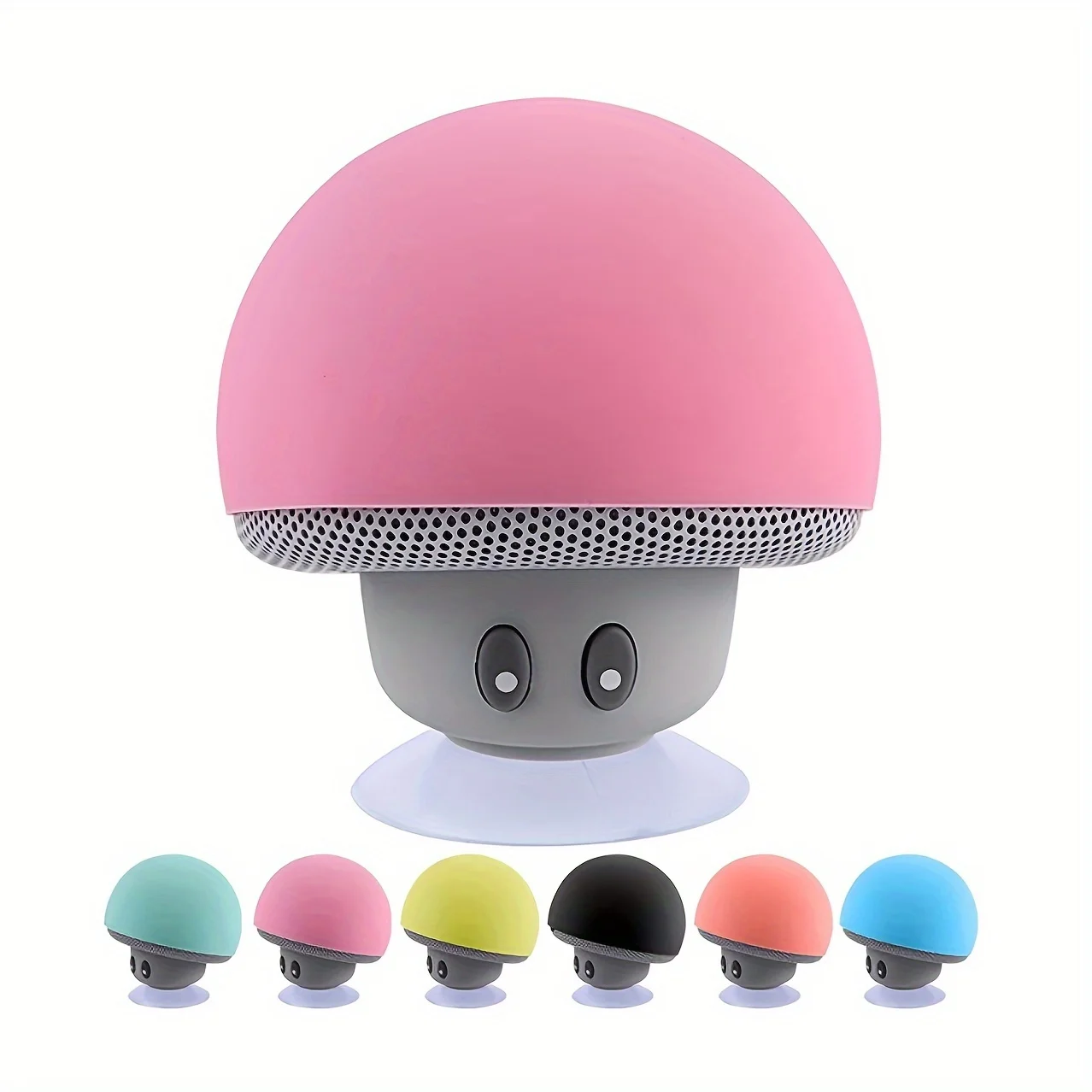 Enceinte Bluetooth sans fil portable en forme de champignon mignon, design mini dessin animé avec ventouse et support de téléphone, anti-chute, cadeau idéal