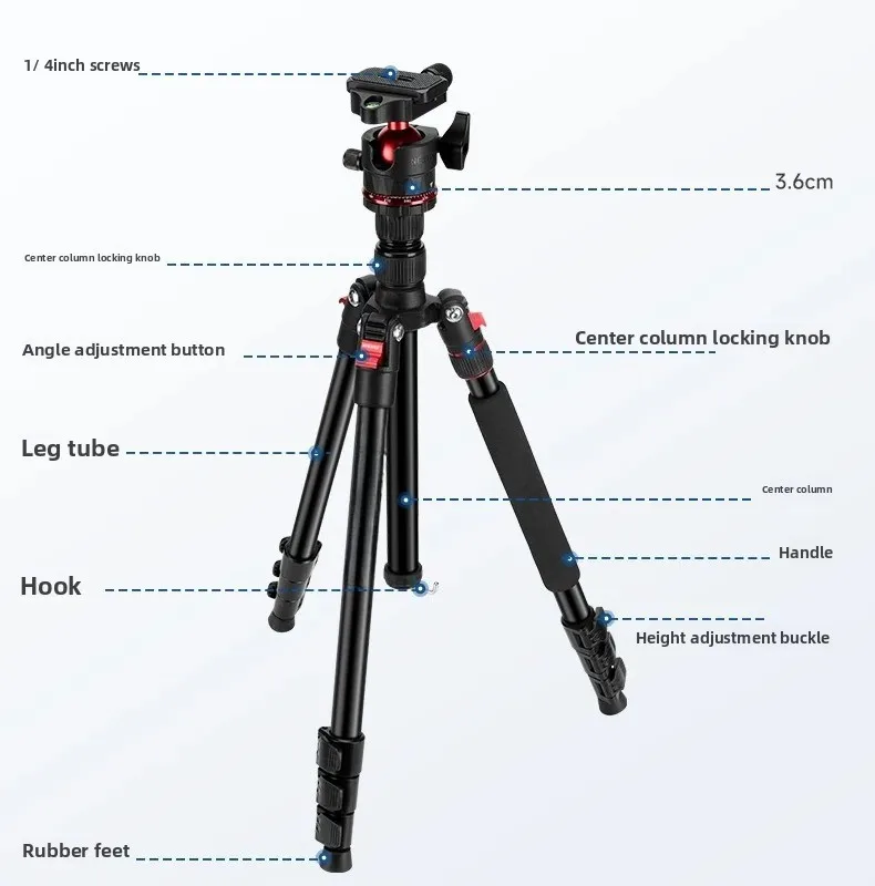Travel Camera Double Section Center Axis Tripod with Tripod Compatible with Akka Quick Release Portable PTZ