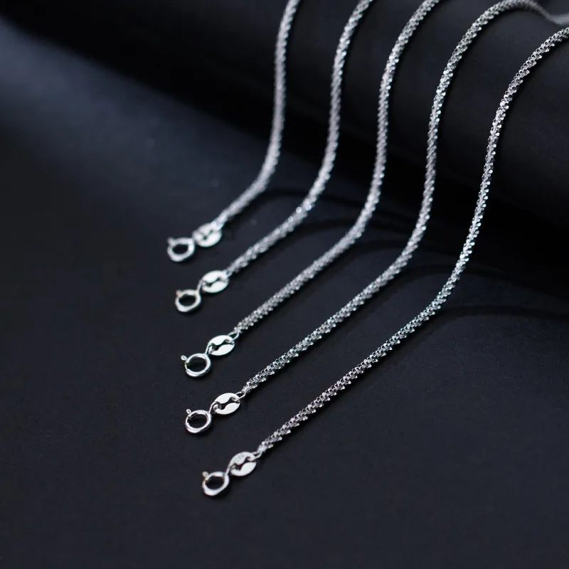 Pure 925 Sterling Silver 16-32 Inches 1.8mm Sparkling Chain Necklaces for Women Girls Fashion Jewelry Engagement Party Gift