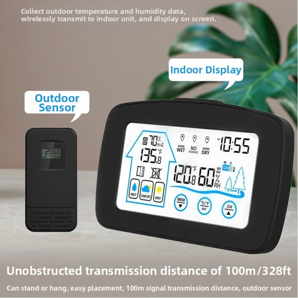 Accurate Indoor Outdoor Thermometer with Humidity and Temperature Monitor Suitable for Home Office and Factory