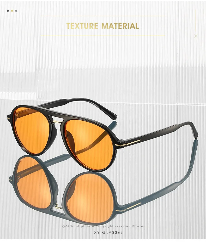 2026 Neue Doppelbalken-Retro-Sonnenbrille für Damen und Herren im Pilotenstil mit Metall-Linien-Dekoration UV400 – Detail 2