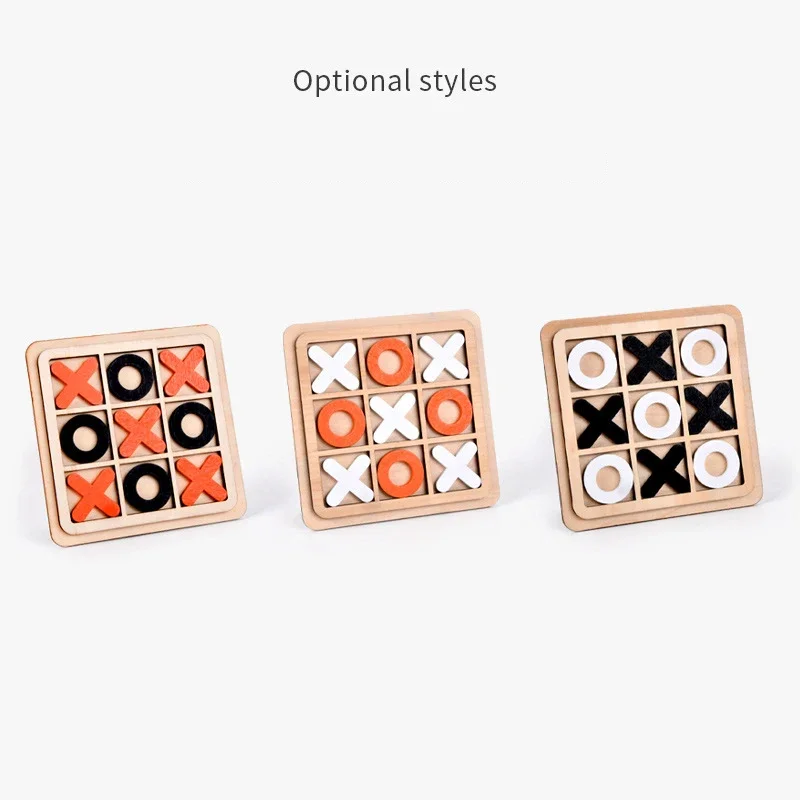 Parent-Child Interaction Wooden Board Game XO Tic Tac Toe Chess Funny Developing Intelligent Educational Toy Puzzles