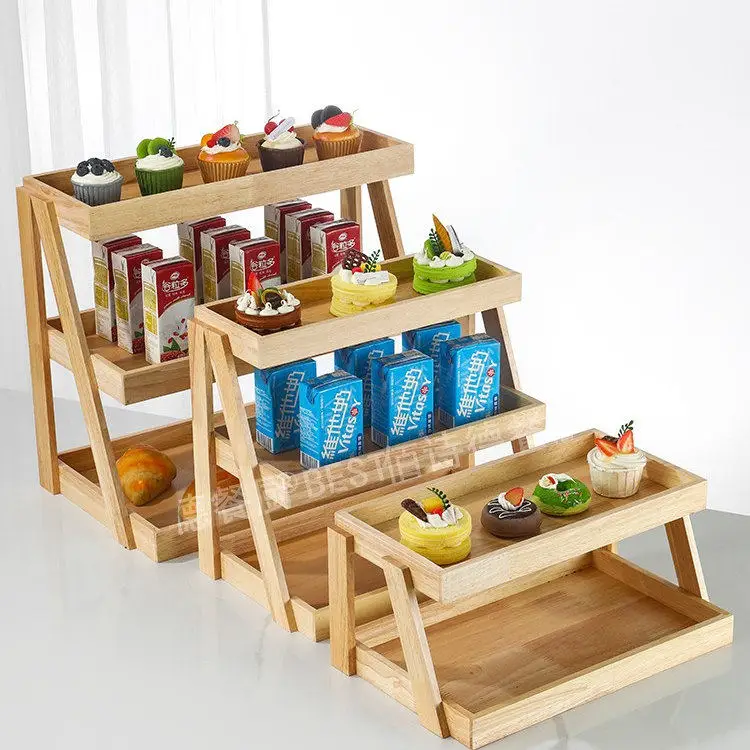 Oak two-story brackets, pastries, cakes, bread, baking showcases, fruit displays, high-end candy displays