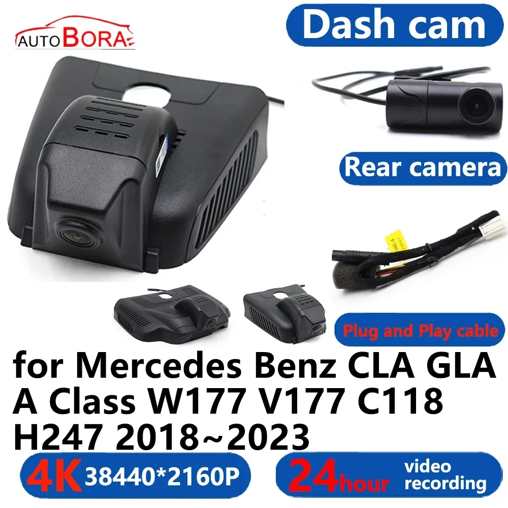 

AutoBora 4K Wifi 3840*2160 Car DVR Dash Cam Camera 24H Video for Mercedes Benz CLA GLA A Class W177 V177 C118 H247 2018~2023