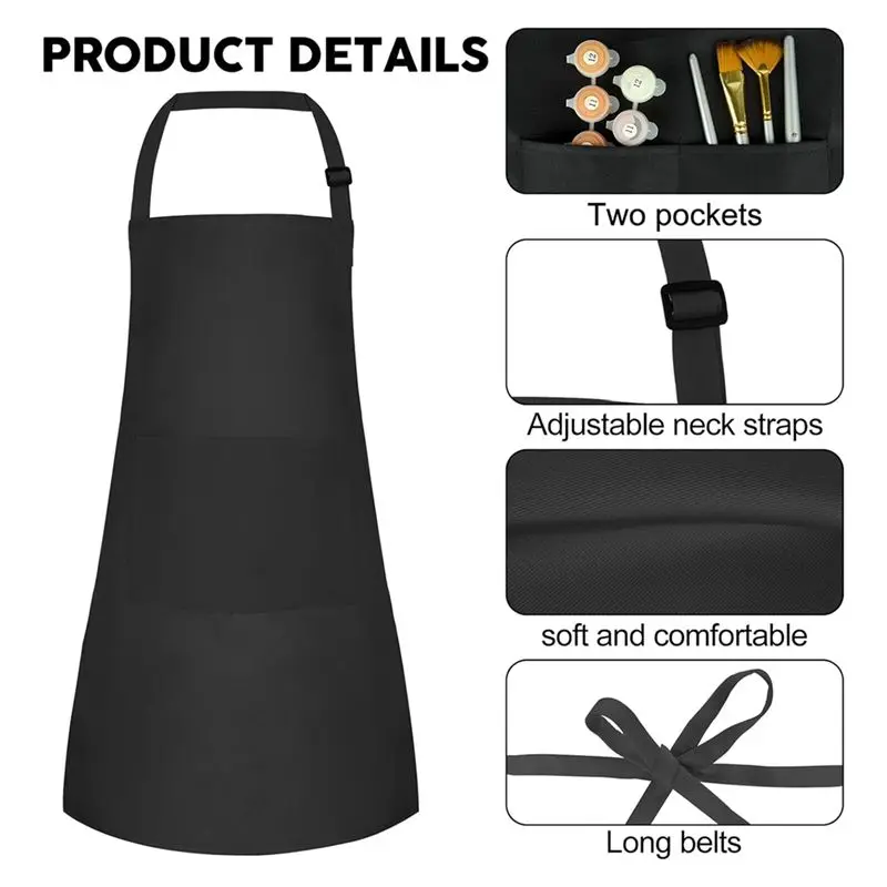 HRBAJ-10 Pack Kids Apron Adjustable Children Apron With 2 Pockets Chef Painting Apron For Cooking Baking Painting