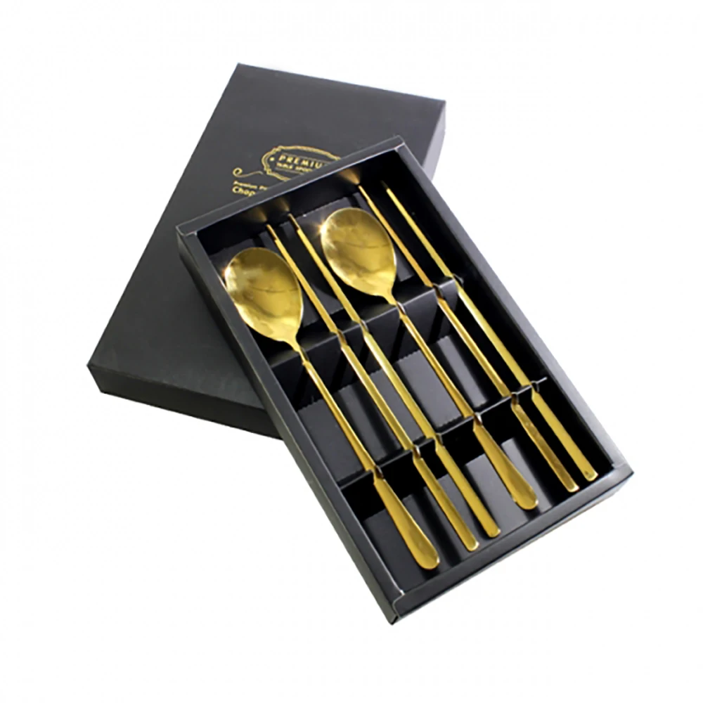 Home art Sten spoon set gold 2 person chopsticks for gift