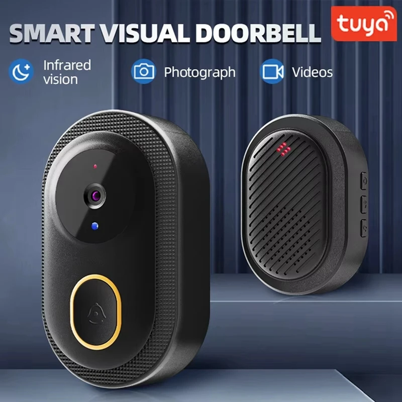 Pho-tuya wi fi vídeo campainha sem fio hd câmera ir alarme de segurança casa inteligente wi fi intercom campainha da porta câmera para casa