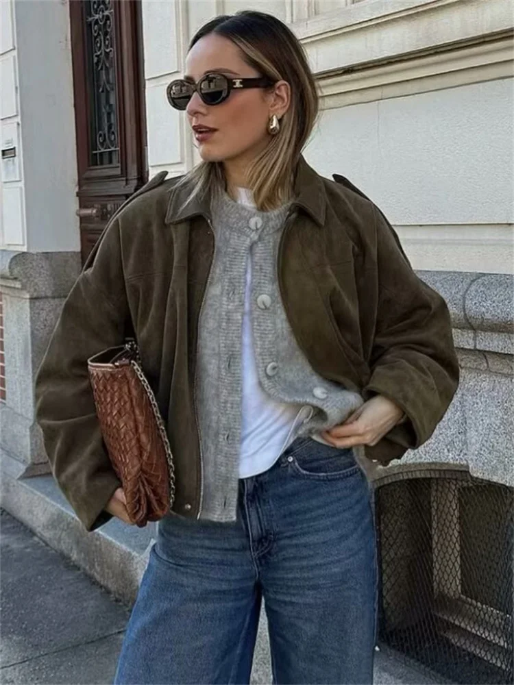 

Autumn Fashion Outwear Jackets For Women Lapel Patchwork Commute Zipper Solid Streetwear Female Tracksuit Coat Jackets