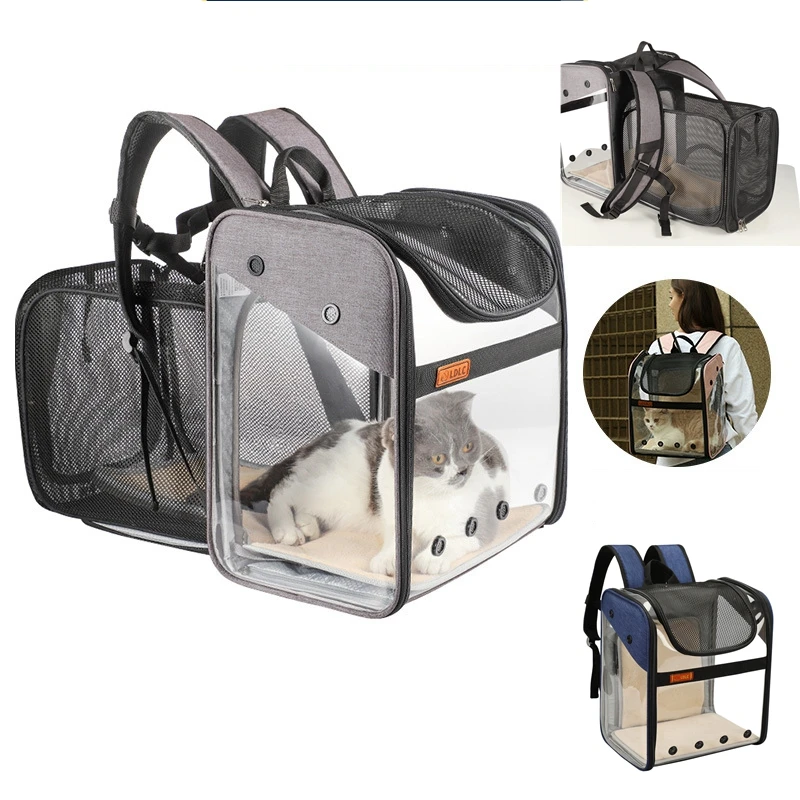 

Cat Scalable Backpack Transparent Puppy Dogs Outdoor Travel Bag Expandable Pet Carrying Transit Backpacks Puppy Foldable Carrier