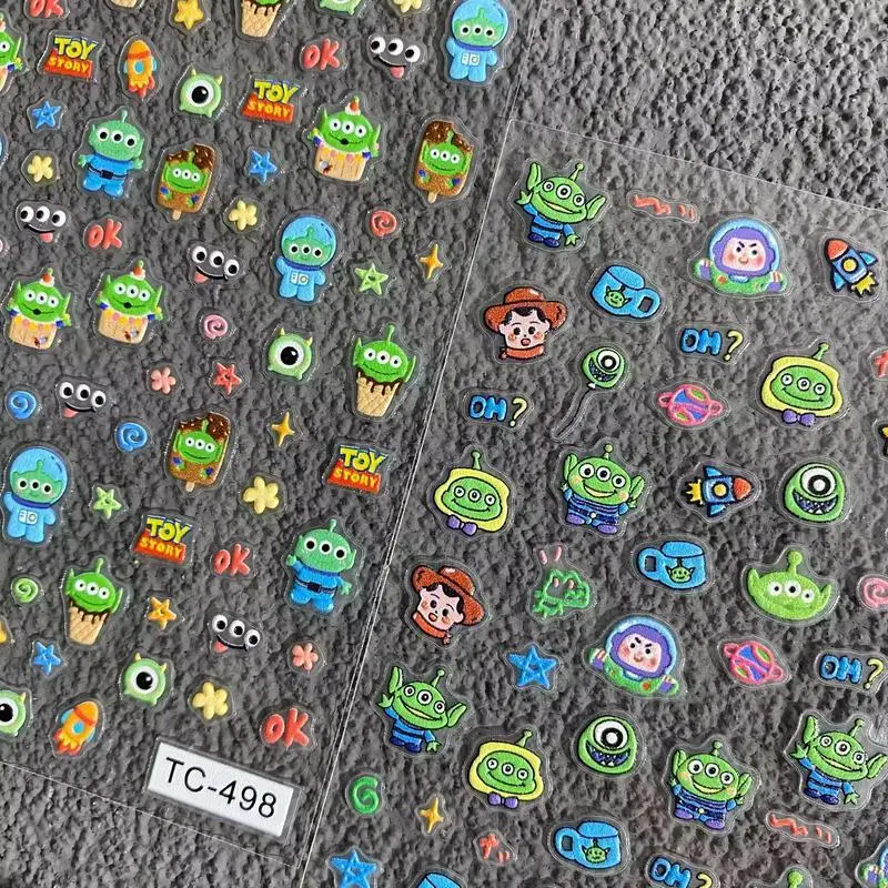 Nuevo Disney Alien Buzz Lightyear Woody periférico de animé creativo dibujos animados lindo en relieve DIY cuaderno decoración de uñas pegatina