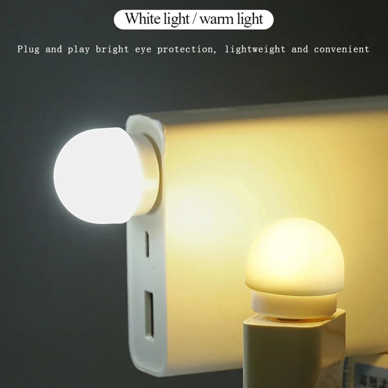 Lovely Round Portable Mini USB Lights White Warm Lighting Night Lamp for Bedroom Bedside Hallway