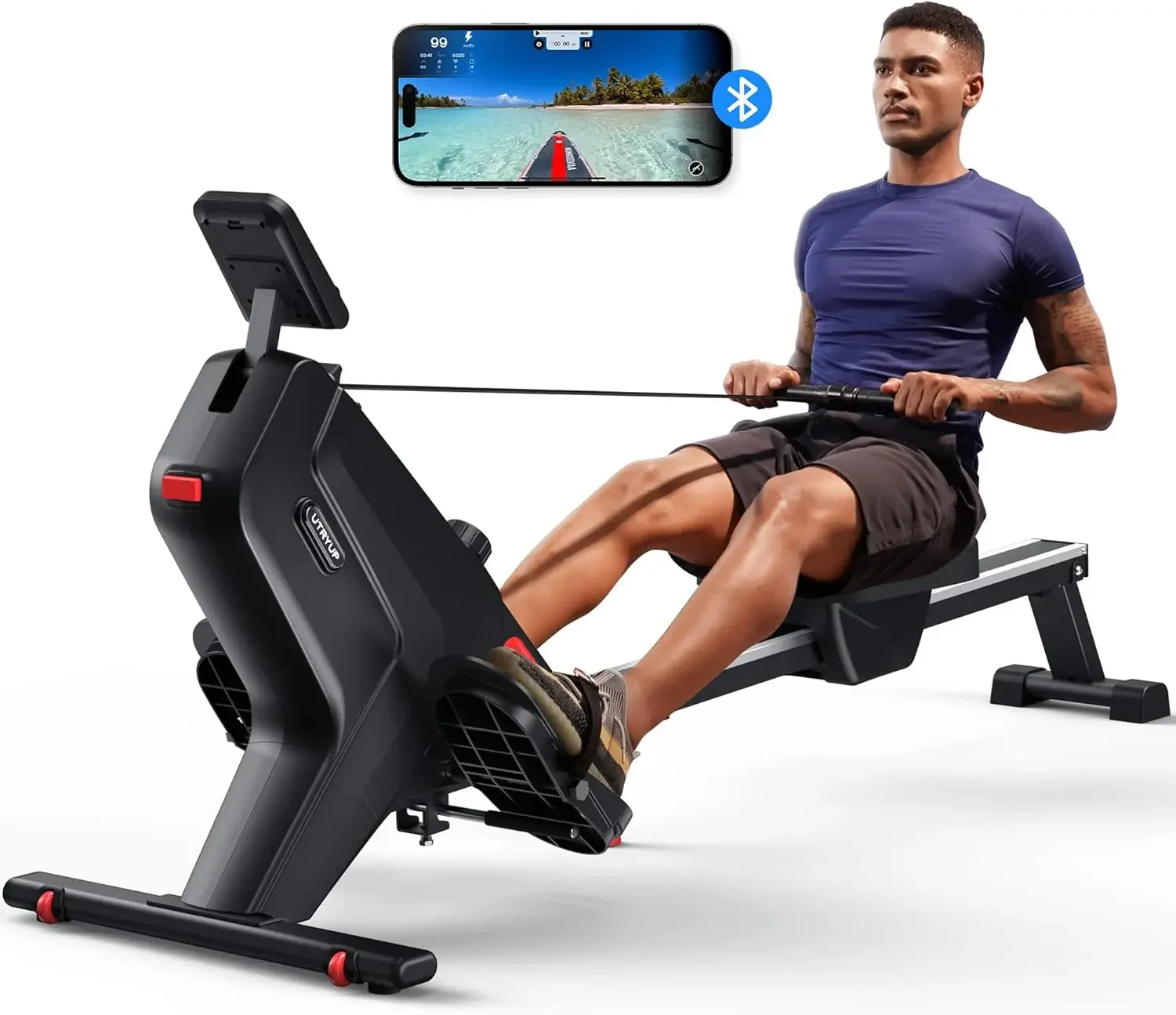 Rowing Machines for Home, Compact and Saves Space - Vertical/Folding Storage, 350 LB Weight Capacity with Bluetooth App