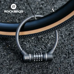 ROCKBROS Portable Bicycle Lock Ultra-Light Steel Cable Bike Lock 4-Digit Password PVC Waterproof  Steel Password Lock MTB Road