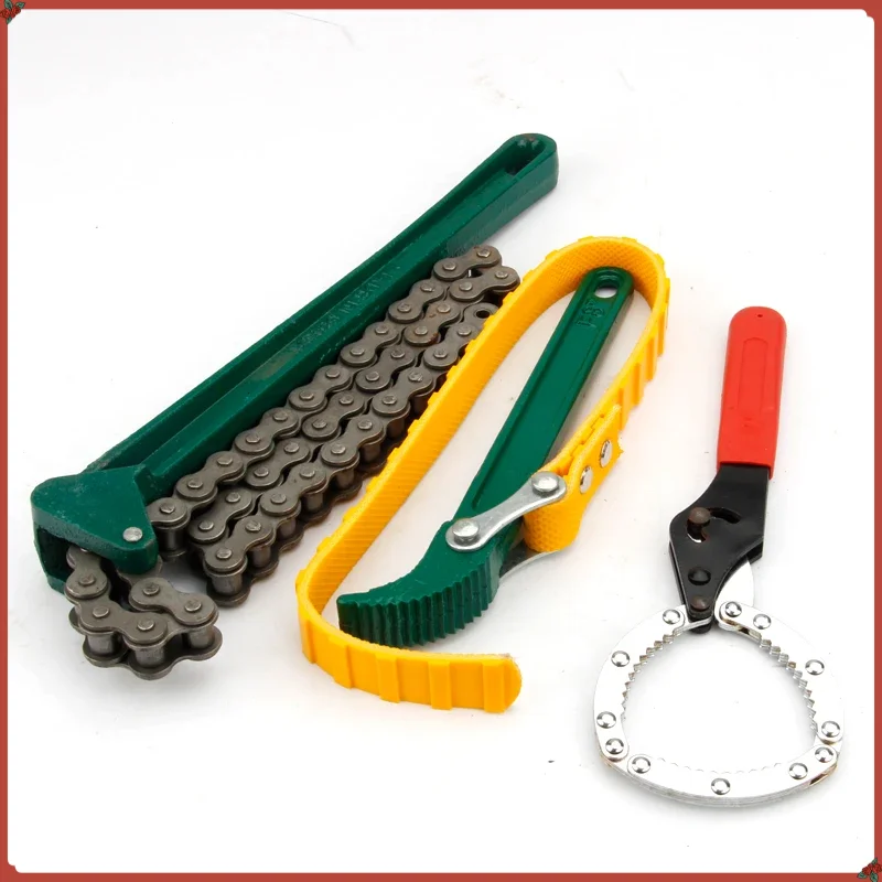 

9/12 Inch Adjustable Belt Cuff Oil Filter Wrench Removel Tools Chain Type Truck Repair Tools Heavy Spanner