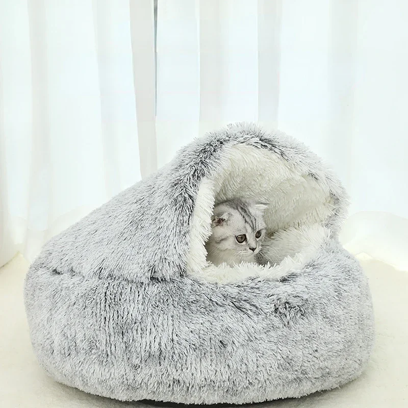 Cat Litter Winter Warm Shell Semi-enclosed Pet Cat Bed Semi-enclosed Kennel Dog Bed Closed Cat Litter Pet Supplies Cat Villa