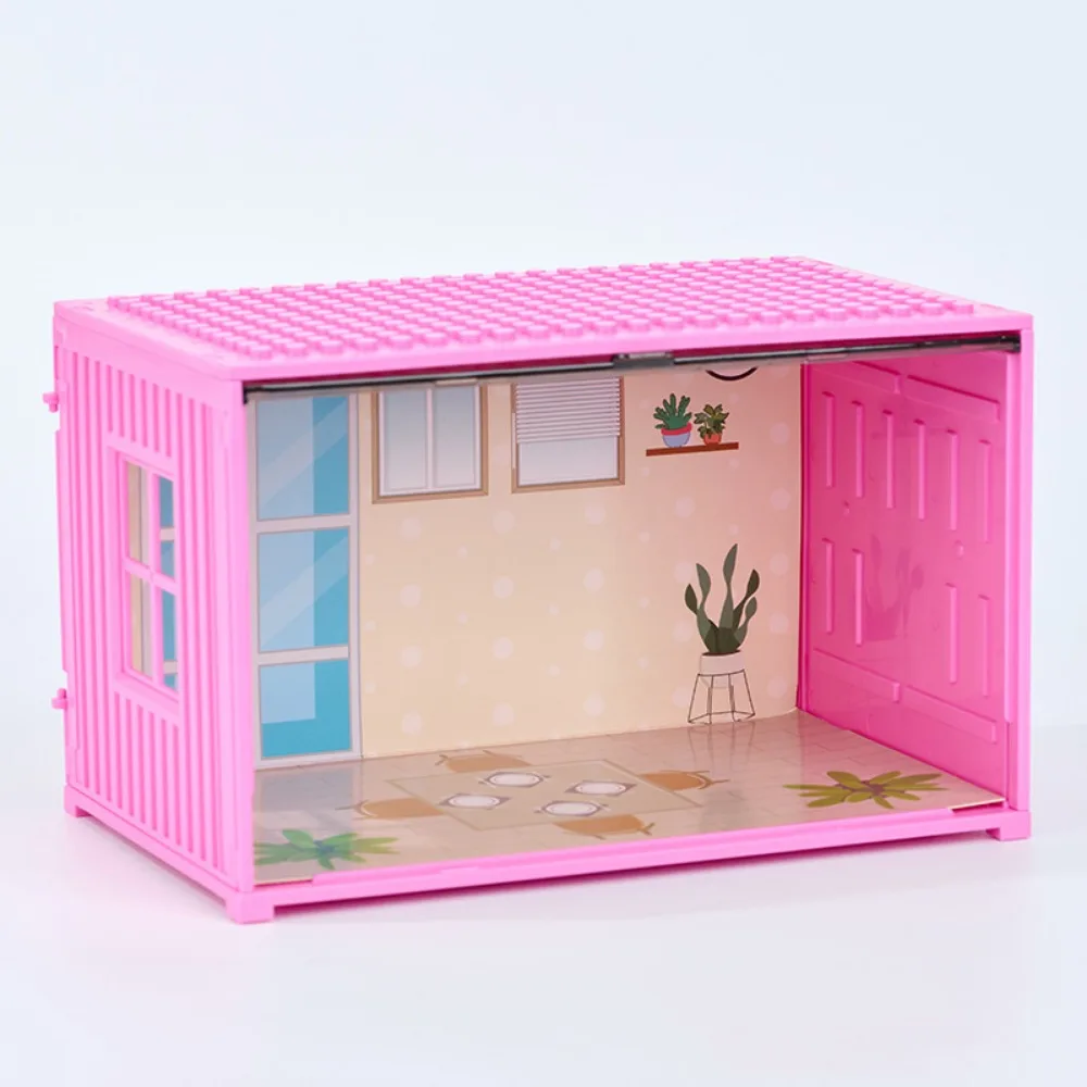 

1Set 5 Styles Miniature Dollhouse Furniture Plastic Khaki Kid Living Room Kitchen Bedroom Furniture Container Display