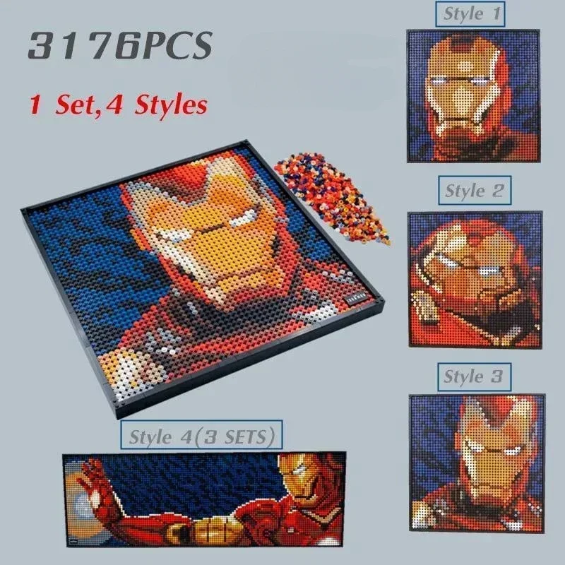 

3100+PCS Irons-Heroes Avatar Pixel Art Mosaic Painting Home Decoration Model Building Block Brick Gift Kid Boys Toy