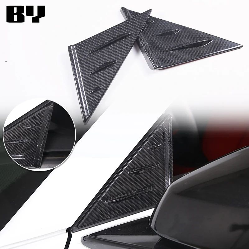 Real Carbon Fiber For Chevrolet Corvette C8 Z51 Z06 2020-2024 Rearview Mirror Side Triangle Spoiler Trim Sticker Car Accessories