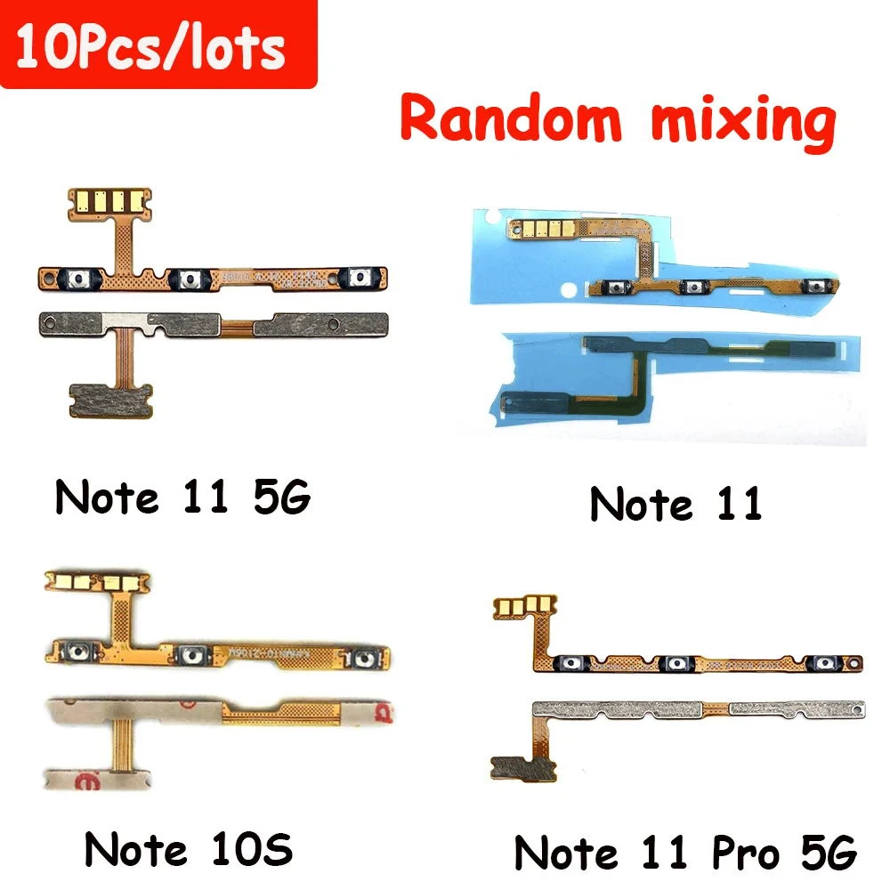 

10 шт., для Xiaomi Redmi Note 9 Pro Note 10S 11 Pro 5G 12 Pro 4G, кнопка включения и громкости, кнопка включения/выключения, гибкий кабель