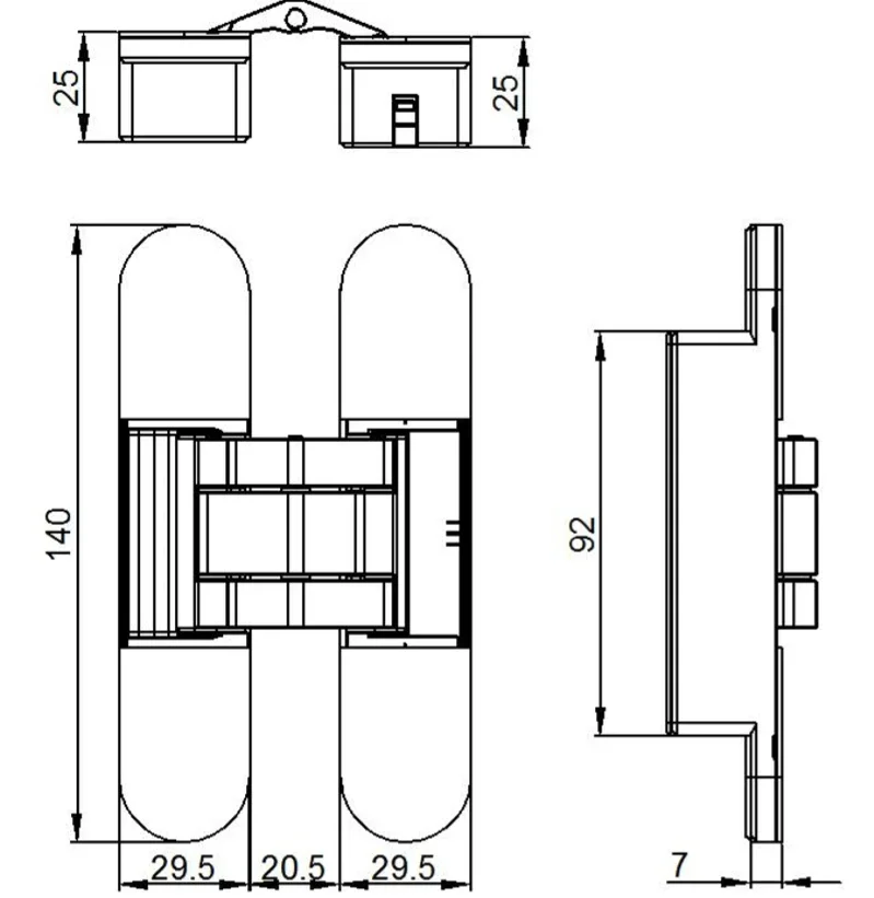 180 degree zinc alloy 3d adjustable 40mm thick door AB finish hidden concealed hinges/-4 inch