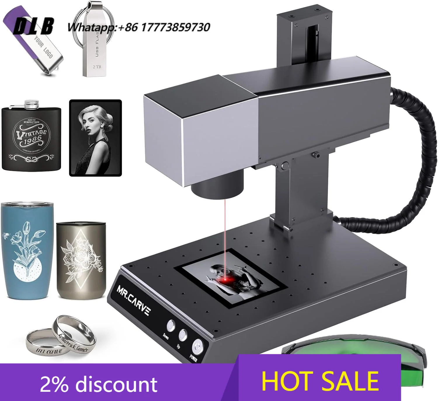 MR.CARVE  M1 2W Fiber    Jewelry engraver small    engraving machine Marking Name logo Necklace Homeuse Machines