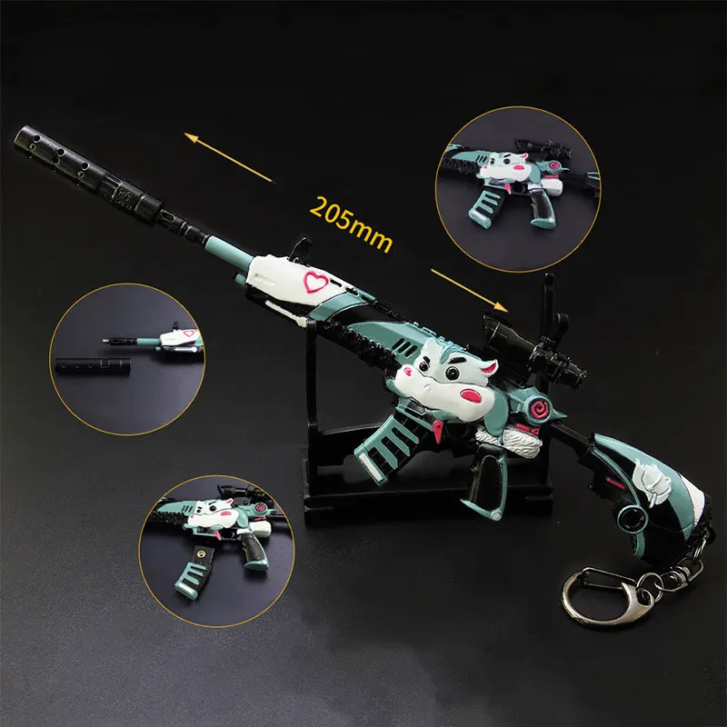 21cm M416 Alloy Toy Gun Figures Model Hamster CS Game Equipment Decorative Collection Keychain Children's Toy Accessories HG295