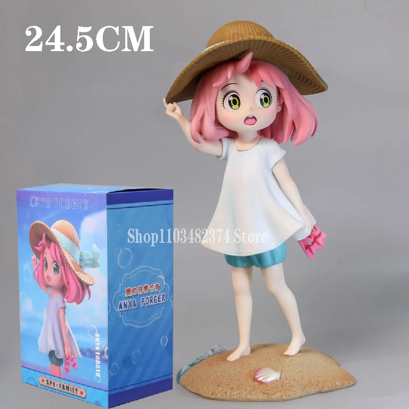 

24.5cm Cute SPY×FAMILY Manga Figurine Toys Summer Anya Forger Action Figure Beach Decoration Model Gk PVC Collectible Doll Gift