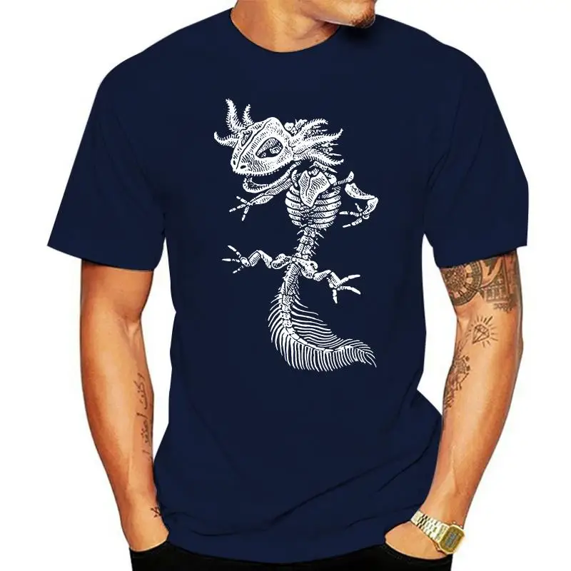 Magliette dal design personalizzato O Collo 100% cotone manica corta da uomo Axolotl Skeleton Tee