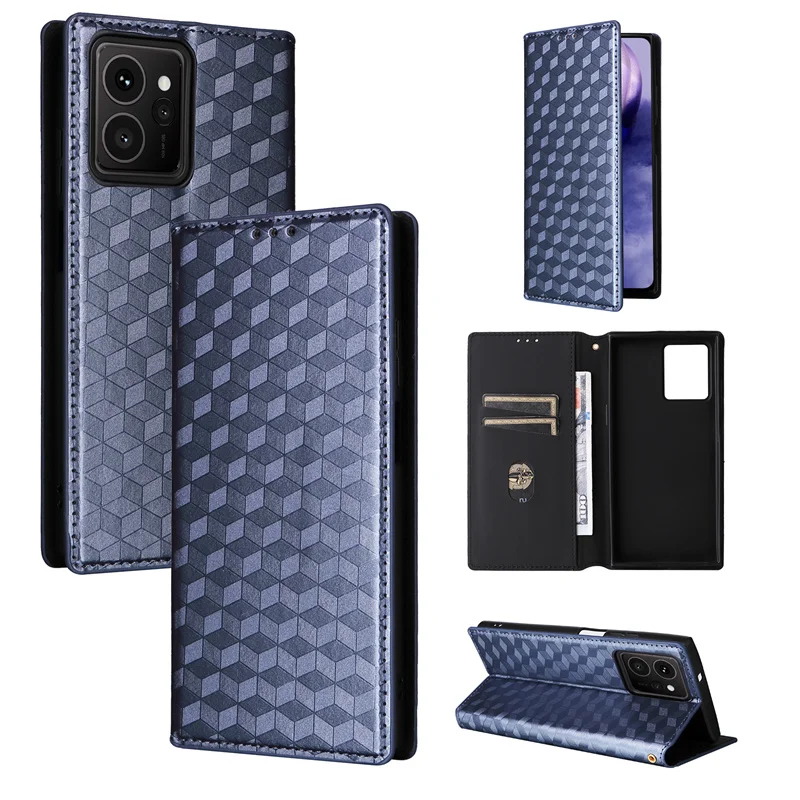 For HMD Skyline 5G Magnetic Card Flip Leather Stand stereoscopic lines Phone Protective Case For HMD Skyline 5G Case