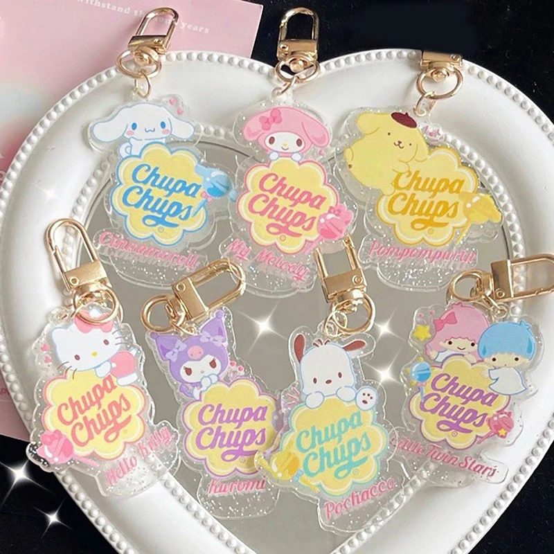 พวงกุญแจการ์ตูน Anime Kuromi Sanrio พวงกุญแจ My Melody Cinnamoroll กระเป๋านักเรียนตุ๊กตาตกแต่งจี้สำหรับของขวัญเด็กผู้หญิง