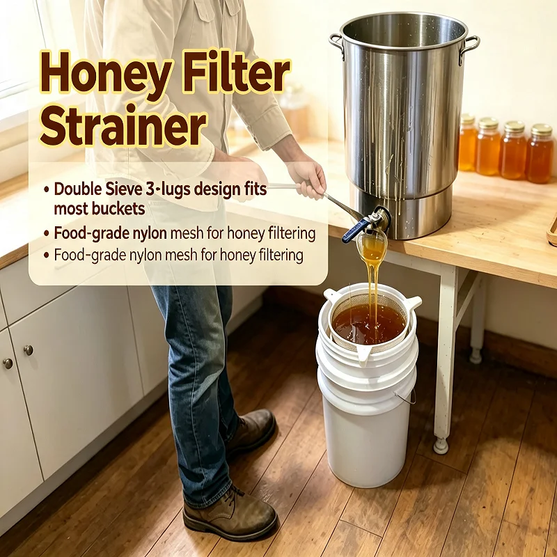Double Layer Honey Filter Settling Tank Colanders Strainers Food Grade Honey Strainer Mesh Net Impurity Filter Honey Processing