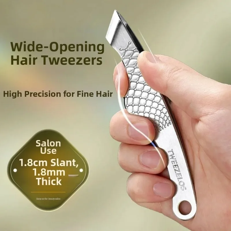 1.8cm Wide Mouth Hair Plucking Tweezers Thickening Stainless Steel Eyebrow Tweezers Diagonal Hair Plucking Tweezers