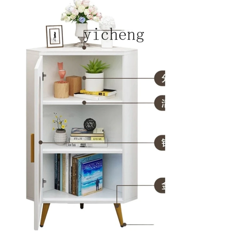 YY Corner Cabinet Corner Cabinet Nordic Light Luxury Changhong Glass Storage Rack Storage Sideboard Cabinet