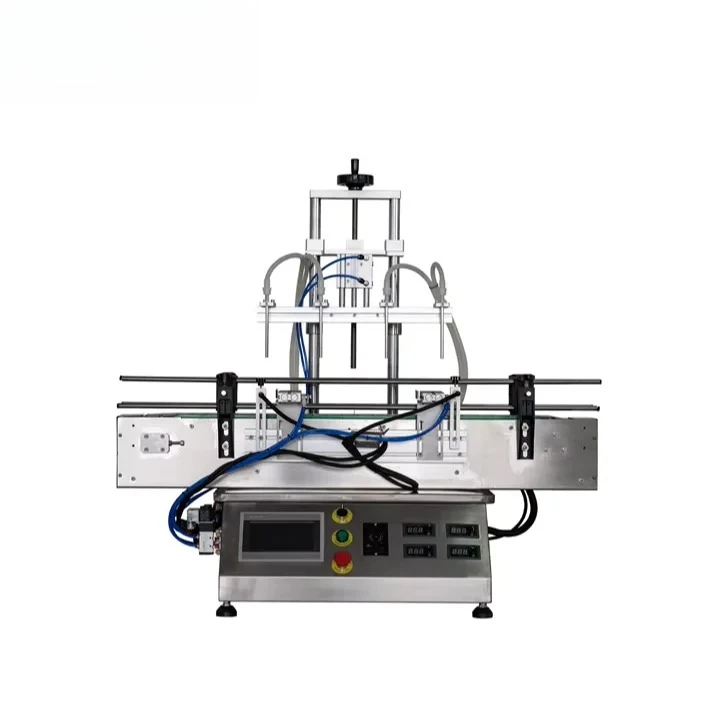 

Desktop 4 Heads Automatic Essential Oil Vial Bottles Lotion Shampoo Can Lip Liquid Filling Capping And Labeling Machine