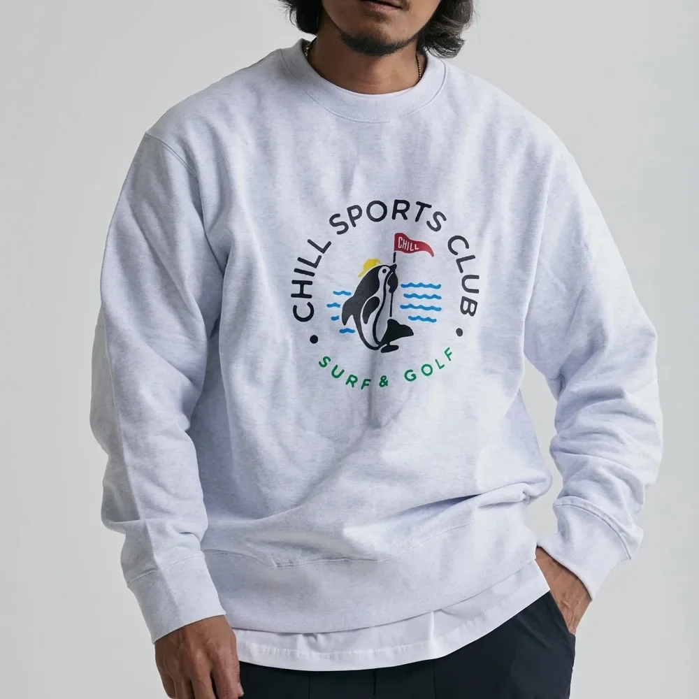 

Fall and winter high-end round neck long sleeve sweatshirt men's plus size classic print pullover simple top
